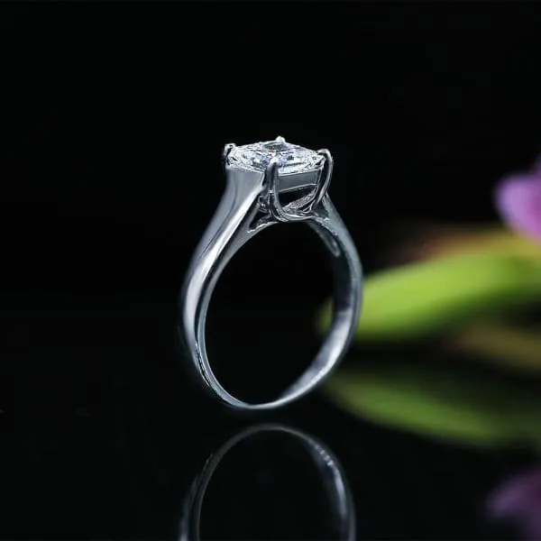 White Gold Engagement Ring with Solitaire 110ct Princess Cut Diamond RN12750 Diamond Source NYC Rings