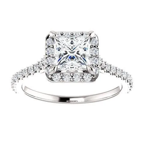 150 Ct Princess Solitaire With Accents Halo Natural Earth Mined Diamond Wedding Ring GB Rings 150 Ct Princess Solitaire With Accents Halo Natural Earth Mined Diamond Wedding Ring GB Rings