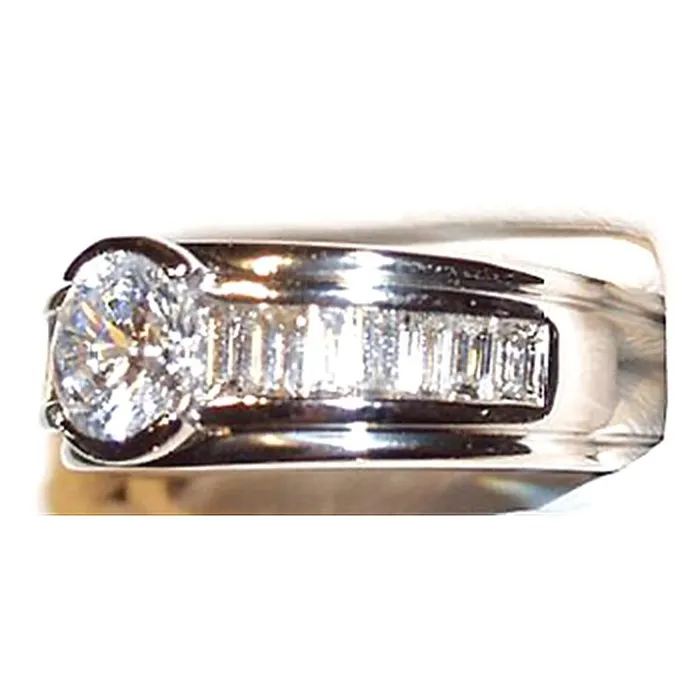 185 Carats Natural Earth Mined Diamond White Gold 14K Mens Ring Half Bezel Set GB Rings 185 Carats Natural Earth Mined Diamond White Gold 14K Mens Ring Half Bezel Set GB Rings