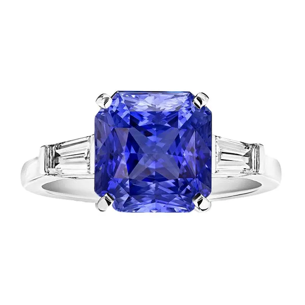14K Gold 3 Stone Ring Radiant Sapphire Baguette Natural Earth Mined Diamonds 350 Carats HarryChadEntcom Rings
