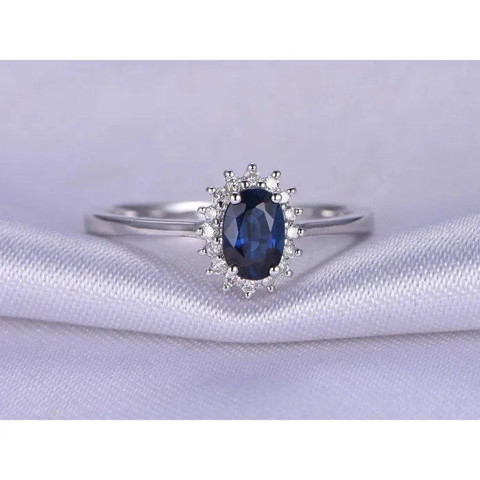 25 Carats Blue Oval Cut Sapphire And Natural Earth Mined Diamond Ring White Gold 14K GB Rings 25 Carats Blue Oval Cut Sapphire And Natural Earth Mined Diamond Ring White Gold 14K GB Rings