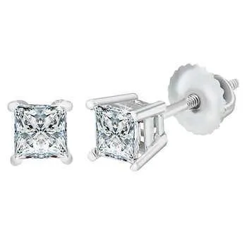 25 Ct Princess Cut Natural Earth Mined Diamond Studs Earring GB Earrings