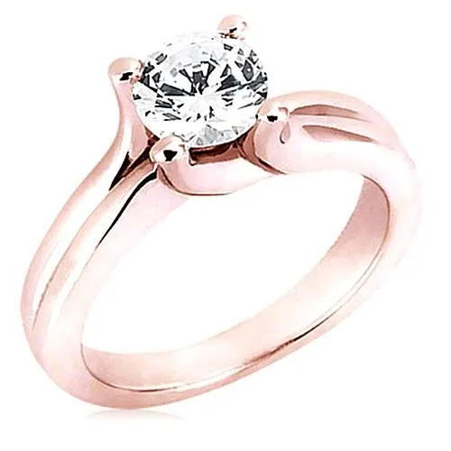 250 Ct Round Natural Earth Mined Diamond Solitaire Rose Gold Ring New GB Rings