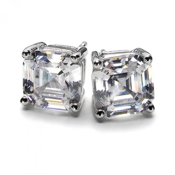 2 Carats Prong Set Asscher Cut Natural Earth Mined Diamond Stud Earring 14K White Gold GB Earrings 2 Carats Prong Set Asscher Cut Natural Earth Mined Diamond Stud Earring 14K White Gold GB Earrings