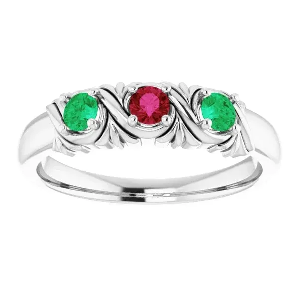 3 Stone Ring 060 Carats Antique Style Ruby Emerald GB Rings 3 Stone Ring 060 Carats Antique Style Ruby Emerald GB Rings