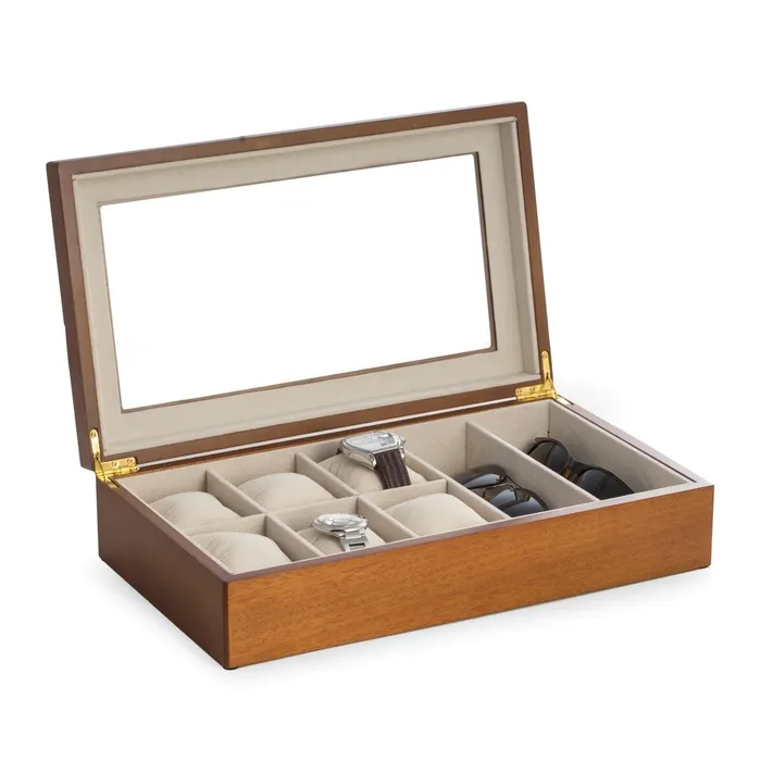 Bey Berk Cherry Wood Six Watch Two Sunglass Storage Box Bey Berk Watches