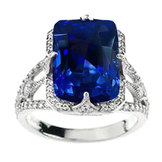 Big Cushion Sapphire Engagement Ring GB Rings
