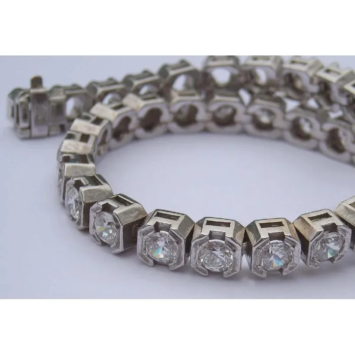 Bracelets 15 Carats Vs Natural Earth Mined Diamond Half Bezel New Tennis Bracelet GB Bracelets 15 Carats Vs Natural Earth Mined Diamond Half Bezel New Tennis Bracelet GB
