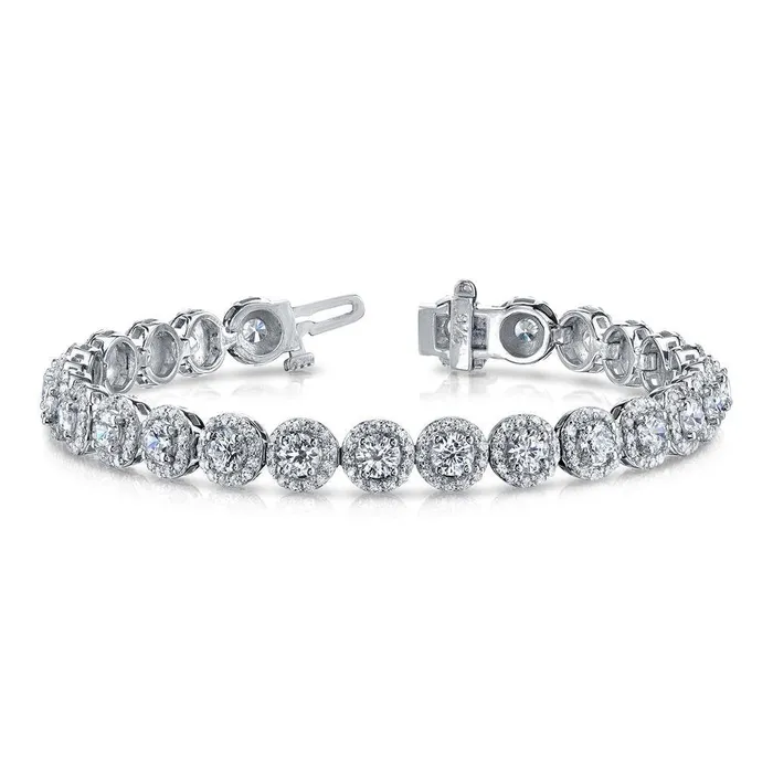 Bracelets GB 1050 Carats Round Cut Halo Natural Earth Mined Diamonds Bracelet White Gold 14K New Bracelets GB 1050 Carats Round Cut Halo Natural Earth Mined Diamonds Bracelet White Gold 14K New