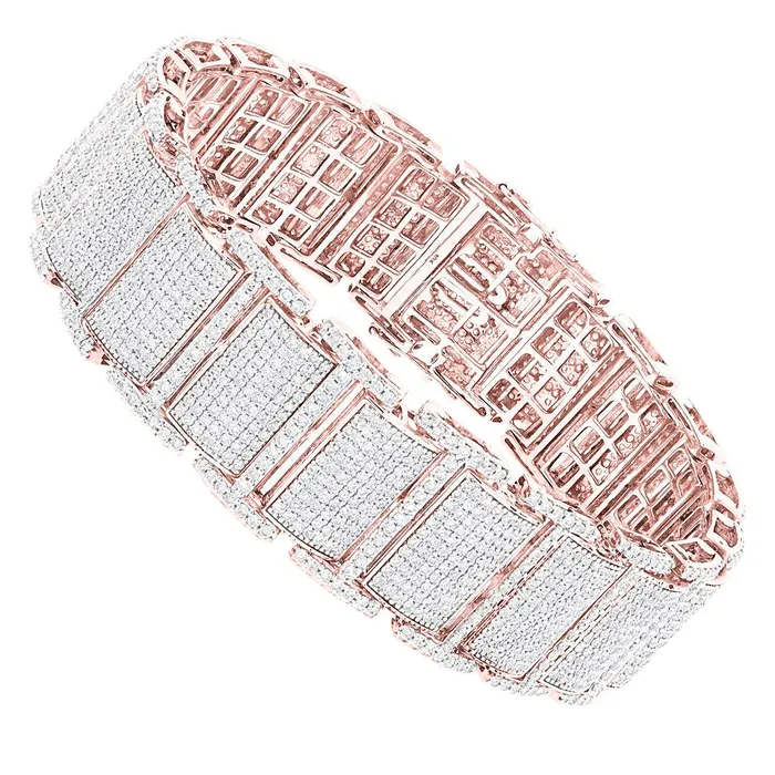 Bracelets GB Rose Gold 14K Small Round Cut 27 Carats Natural Earth Mined Diamonds Mens Bracelet Bracelets GB Rose Gold 14K Small Round Cut 27 Carats Natural Earth Mined Diamonds Mens Bracelet