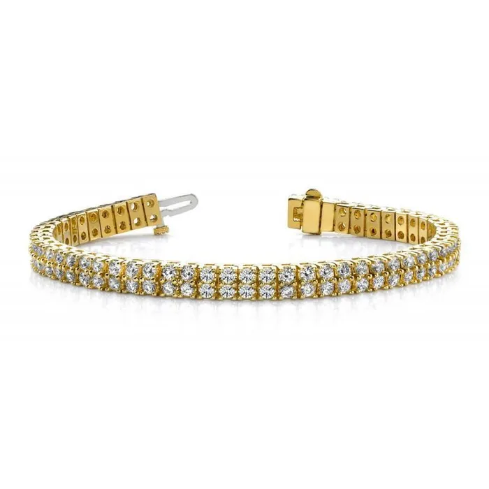 Bracelets GB Round Natural Earth Mined Diamonds Basic Tennis Bracelet Yellow Gold 14K 11 Carats Bracelets GB Round Natural Earth Mined Diamonds Basic Tennis Bracelet Yellow Gold 14K 11 Carats