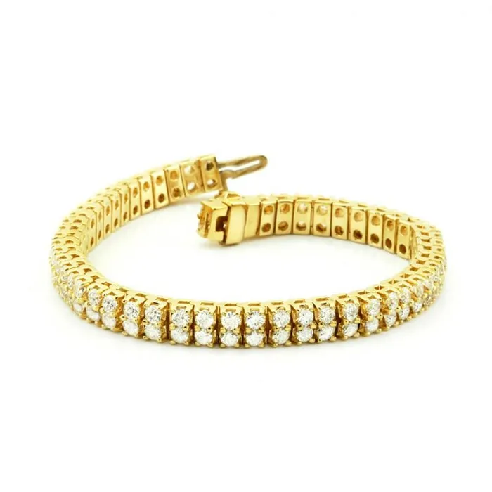 Bracelets GB Round Natural Earth Mined Diamonds Basic Tennis Bracelet Yellow Gold 14K 11 Carats Bracelets GB Round Natural Earth Mined Diamonds Basic Tennis Bracelet Yellow Gold 14K 11 Carats