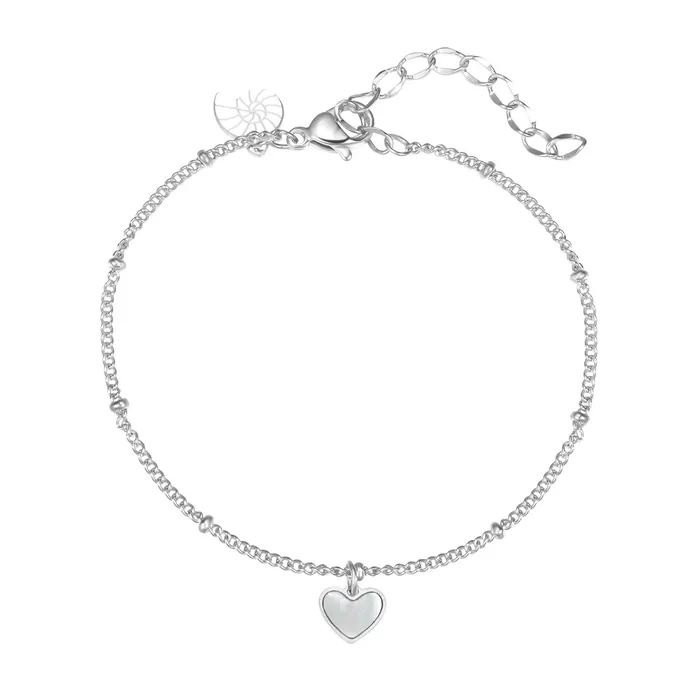 Bracelets Hey Happiness Shell Heart Pendant Chain Bracelet Silver