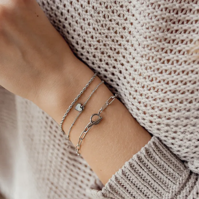 Bracelets Hey Happiness Shell Heart Pendant Chain Bracelet Silver Bracelets Hey Happiness Shell Heart Pendant Chain Bracelet Silver