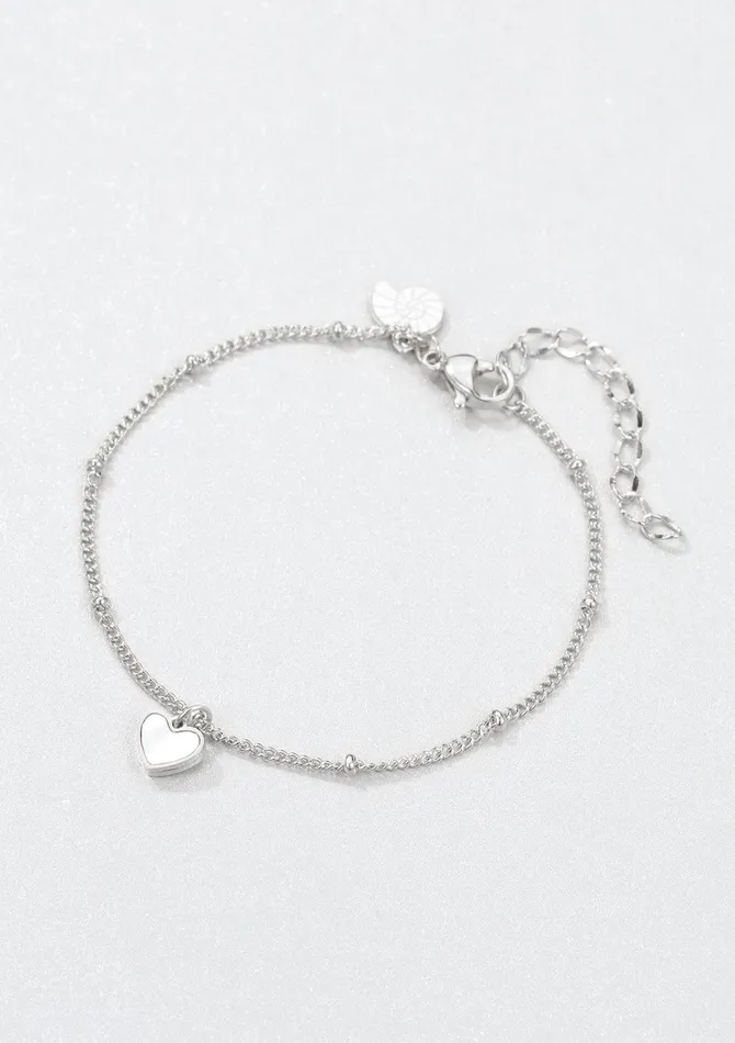 Bracelets Hey Happiness Shell Heart Pendant Chain Bracelet Silver Bracelets Hey Happiness Shell Heart Pendant Chain Bracelet Silver
