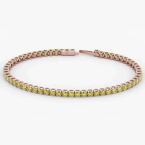 Bracelets Real Yellow Natural Earth Mined Diamond Tennis Bracelet GB
