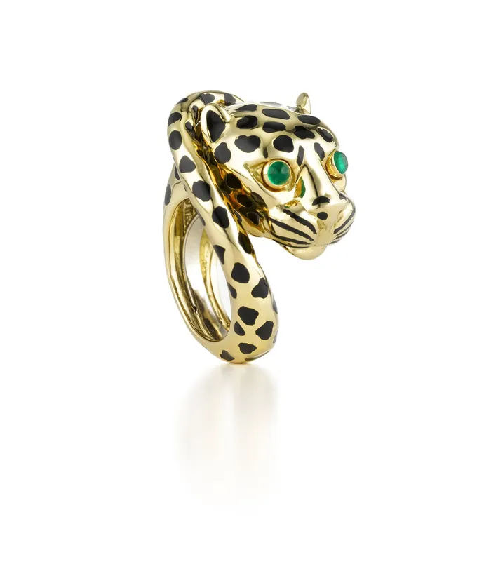 David Webb Leopard Ring Wrapped Tail Rings