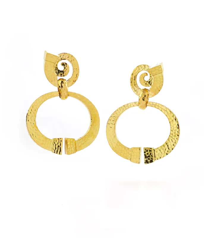 David Webb Workshop Earrings Square Nail Doorknocker Earrings