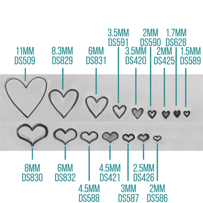 DS 38 Necklaces Tall Heart Metal Design Stamp 83mm Beaducation Original