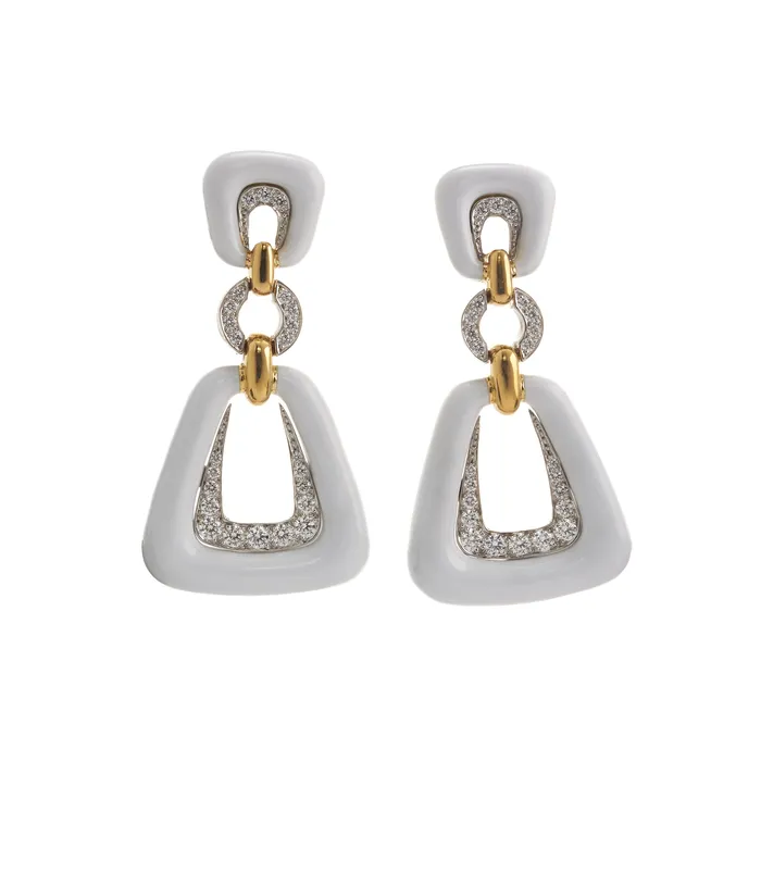 Earrings Dinner Bell Earrings White Enamel David Webb Workshop