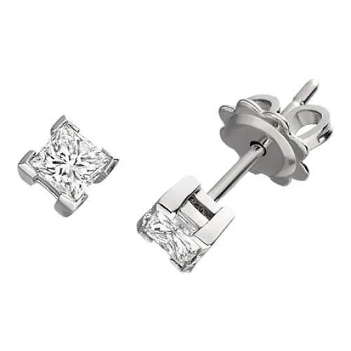 Earrings GB 1 Carat Princess Cut Natural Earth Mined Diamond Stud Earring Gold Jewelry Earrings GB 1 Carat Princess Cut Natural Earth Mined Diamond Stud Earring Gold Jewelry