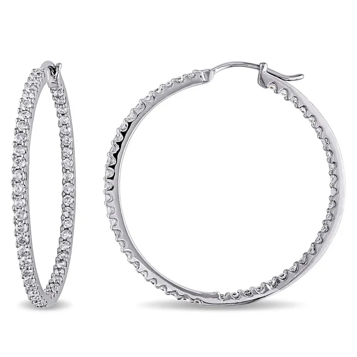 Earrings GB 390 Ct Brilliant Cut Sparkling Natural Earth Mined Diamonds Hoop Earrings Gold White Earrings GB 390 Ct Brilliant Cut Sparkling Natural Earth Mined Diamonds Hoop Earrings Gold White