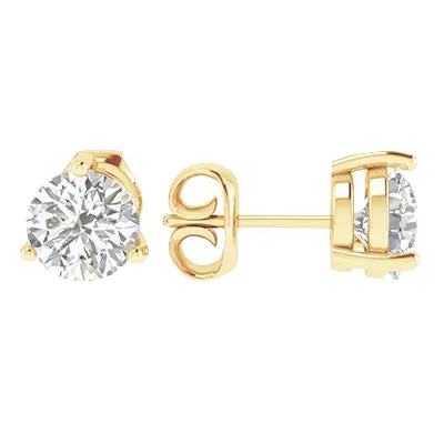 Earrings GB 3 Prong Set Round Cut 4 Carat Natural Earth Mined Diamonds Studs Earrings Gold Yellow Earrings GB 3 Prong Set Round Cut 4 Carat Natural Earth Mined Diamonds Studs Earrings Gold Yellow