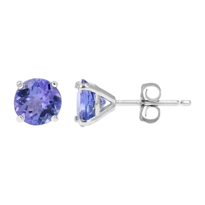Earrings GB 5 Carats Tanzanite Women Studs Earrings 14K White Gold