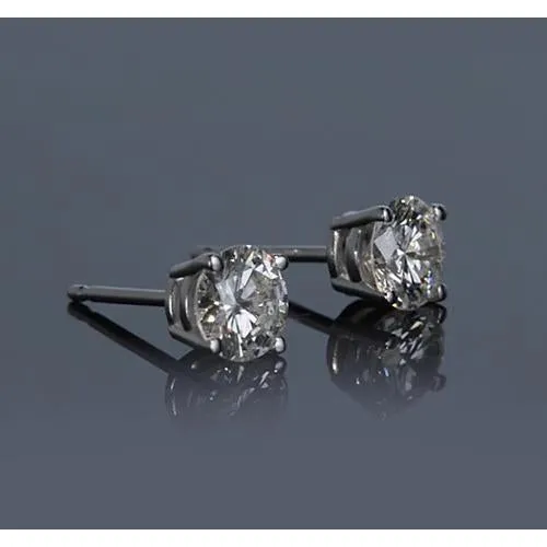 Earrings GB Basket Setting 120 Carats Round Natural Earth Mined Diamond Stud Earring White Gold 14K Earrings GB Basket Setting 120 Carats Round Natural Earth Mined Diamond Stud Earring White Gold 14K