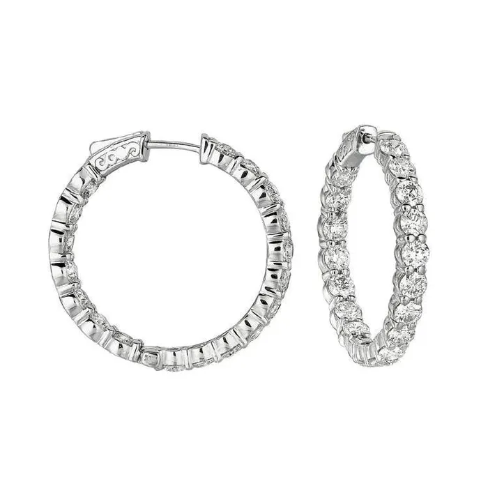 Earrings GB Gold Hoops 7ct Natural Earth Mined Diamond Earrings