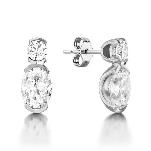 Earrings GB Oval And Round Cut Natural Earth Mined Diamond Drop Earring 250 Carats Women Jewelry Earrings GB Oval And Round Cut Natural Earth Mined Diamond Drop Earring 250 Carats Women Jewelry