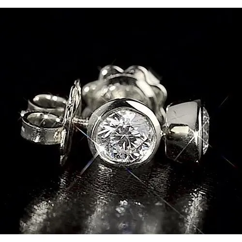 Earrings GB Round Natural Earth Mined Diamond Bezel Style Stud Earring 160 Carats Earrings GB Round Natural Earth Mined Diamond Bezel Style Stud Earring 160 Carats