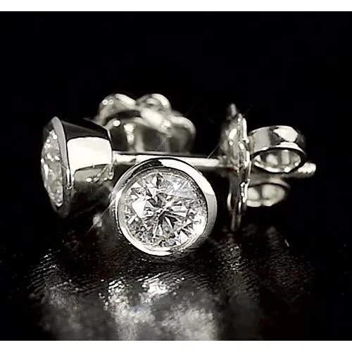 Earrings GB Round Natural Earth Mined Diamond Bezel Style Stud Earring 160 Carats Earrings GB Round Natural Earth Mined Diamond Bezel Style Stud Earring 160 Carats
