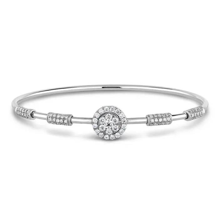 Earrings GB Round Natural Earth Mined Diamond Ladies Bangle 2 Carats 14K White Gold Earrings GB Round Natural Earth Mined Diamond Ladies Bangle 2 Carats 14K White Gold