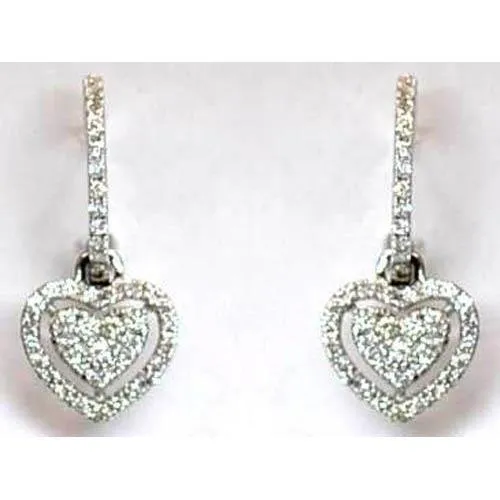 Earrings GB Round Natural Earth Mined Diamond Ladies Drop Earring White Gold 14K 3 Carats Earrings GB Round Natural Earth Mined Diamond Ladies Drop Earring White Gold 14K 3 Carats