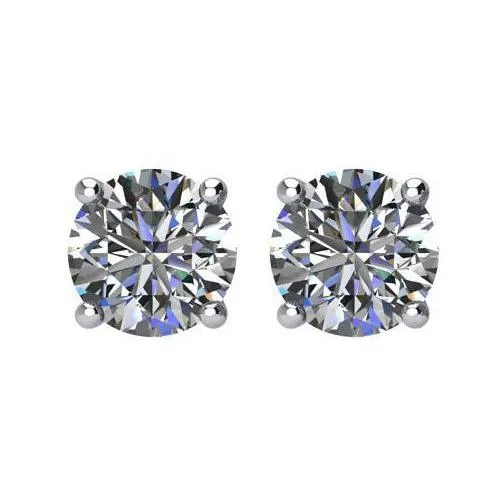 Earrings GB Solitaire Round Cut Natural Earth Mined Diamond Stud Earring Pair White Gold Earrings GB Solitaire Round Cut Natural Earth Mined Diamond Stud Earring Pair White Gold