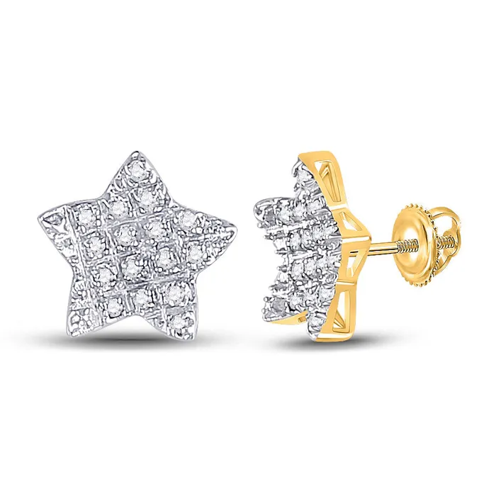 Earrings GND GND 10Kt Yellow Gold Mens Round Diamond Star Earrings 110 Cttw Earrings GND GND 10Kt Yellow Gold Mens Round Diamond Star Earrings 110 Cttw