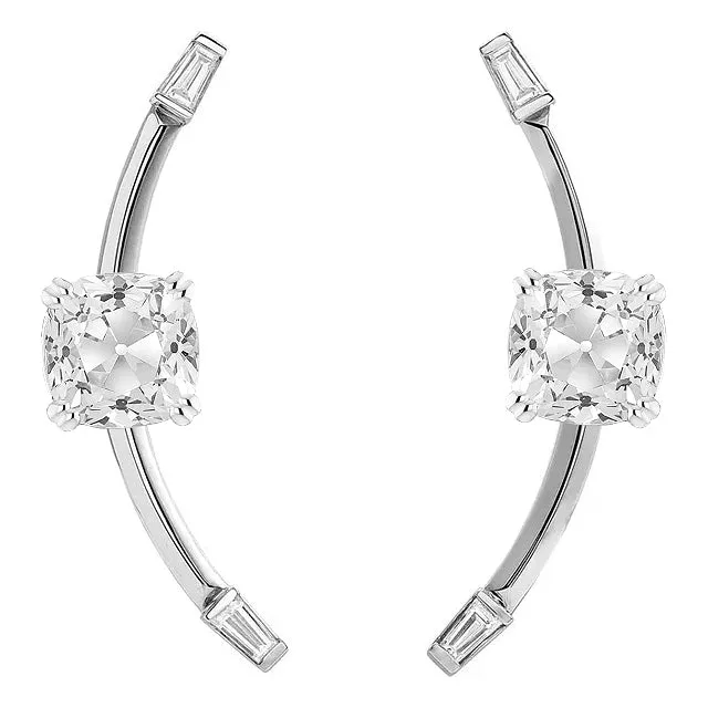 Earrings HarryChadEntcom Baguette Natural Diamond Cushion Old Miner Drop Earrings White Gold 5 Carats Earrings HarryChadEntcom Baguette Natural Diamond Cushion Old Miner Drop Earrings White Gold 5 Carats