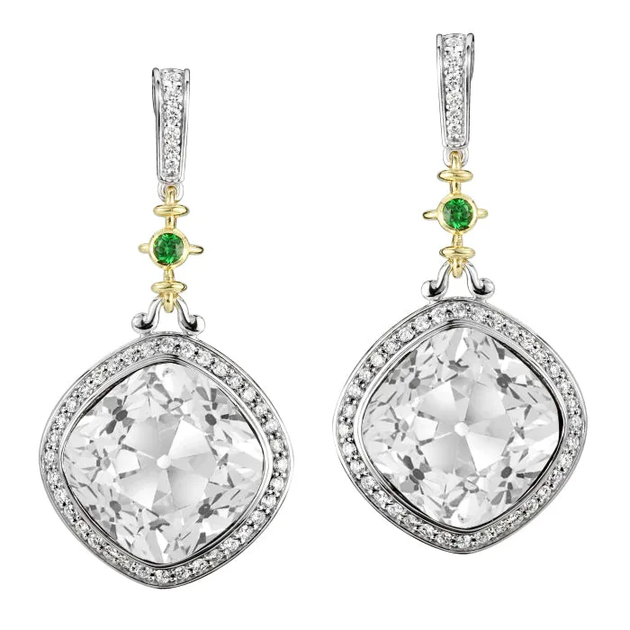 Earrings HarryChadEntcom Diamond Cushion Old Cut Green Sapphire Dangle Earrings 1150 Carats Earrings HarryChadEntcom Diamond Cushion Old Cut Green Sapphire Dangle Earrings 1150 Carats