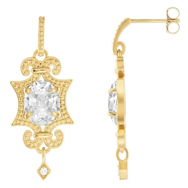 Earrings HarryChadEntcom Oval Old Miner Natural Diamond Vintage Style Drop Earrings 525 Ct