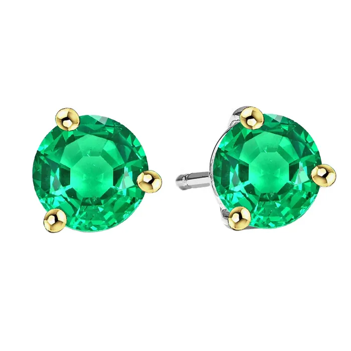 Earrings HarryChadEntcom Round Solitaire Green Emerald Earrings Feminine Gold Studs Earrings HarryChadEntcom Round Solitaire Green Emerald Earrings Feminine Gold Studs