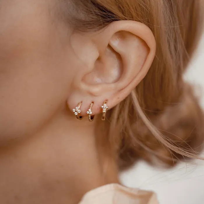 Earrings Hey Happiness Luck Huggie Hoop Earrings 14K Gold Earrings Hey Happiness Luck Huggie Hoop Earrings 14K Gold