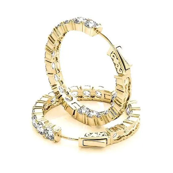 Earrings Hoop Natural Earth Mined Diamond Earrings 720 Carats Prong Setting Ladies Jewelry GB Earrings Hoop Natural Earth Mined Diamond Earrings 720 Carats Prong Setting Ladies Jewelry GB