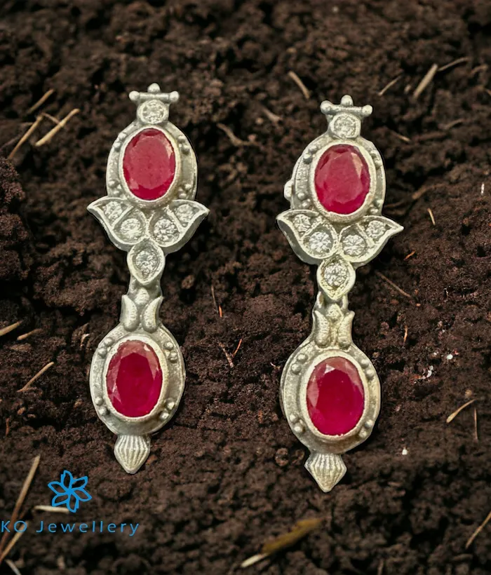 Earrings Kolhapur The Aditya Silver Kemp Peacock Necklace Earrings