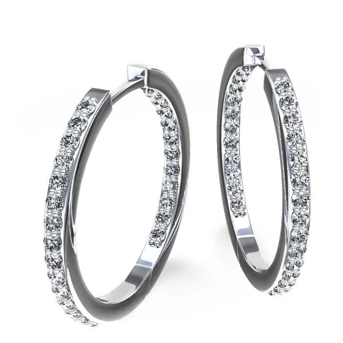 Earrings Round Brilliant Cut 580 Carats Natural Earth Mined Diamonds Lady Hoop Earrings Gold 14K GB Earrings Round Brilliant Cut 580 Carats Natural Earth Mined Diamonds Lady Hoop Earrings Gold 14K GB