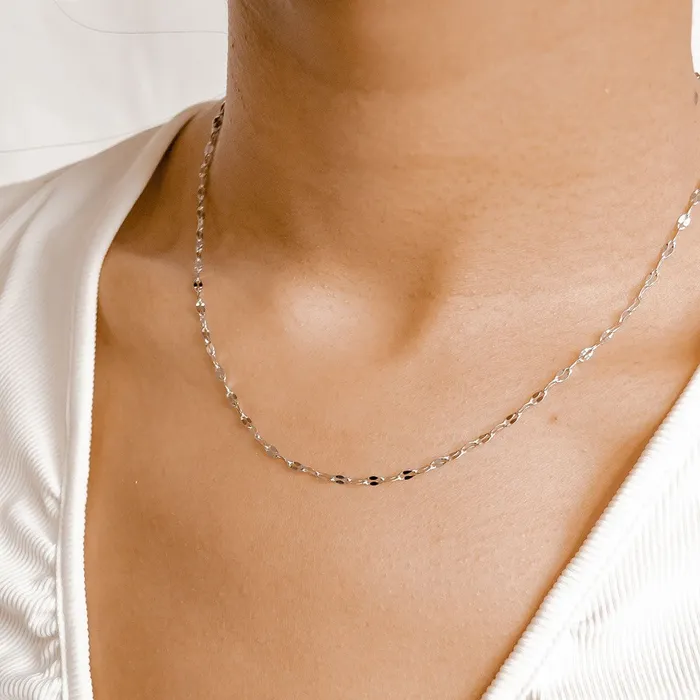 Flattened Rolo Chain Necklace Silver Hey Happiness Necklaces Flattened Rolo Chain Necklace Silver Hey Happiness Necklaces