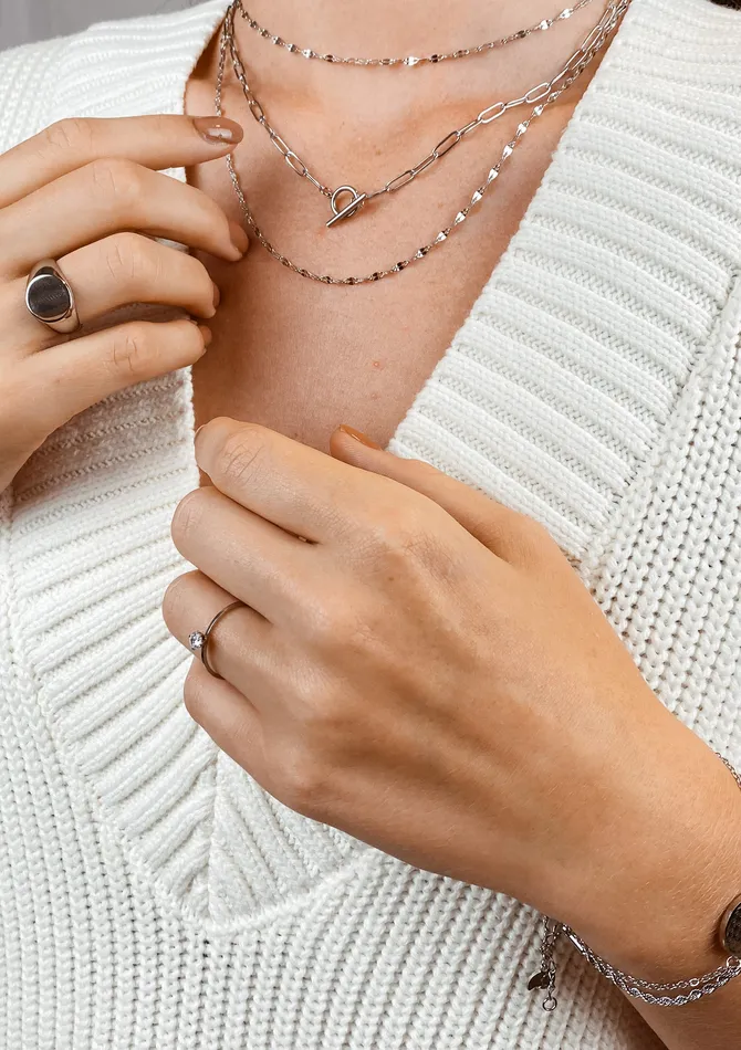 Flattened Rolo Chain Necklace Silver Hey Happiness Necklaces Flattened Rolo Chain Necklace Silver Hey Happiness Necklaces