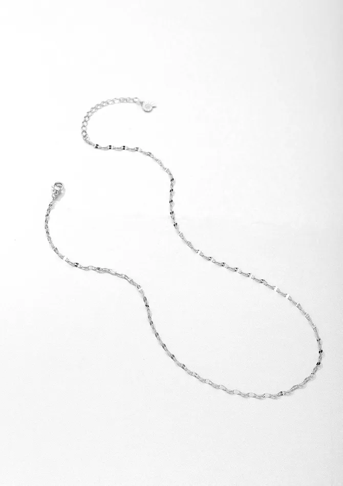 Flattened Rolo Chain Necklace Silver Hey Happiness Necklaces Flattened Rolo Chain Necklace Silver Hey Happiness Necklaces