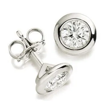 GB 15 Ct Bezel Set Round Cut Natural Earth Mined Diamond Studs Earring Earrings GB 15 Ct Bezel Set Round Cut Natural Earth Mined Diamond Studs Earring Earrings