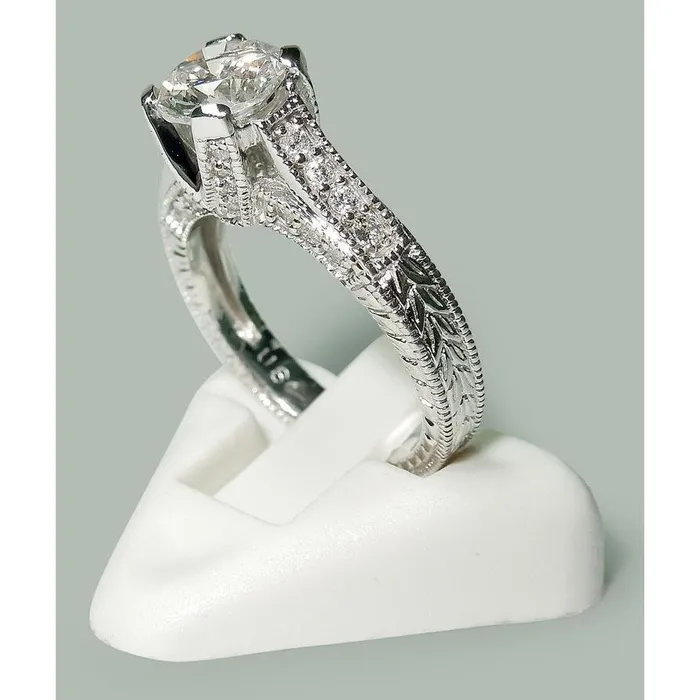 GB 175 Ct Round Natural Earth Mined Diamonds White Gold Solitaire With Accents Ring Rings GB 175 Ct Round Natural Earth Mined Diamonds White Gold Solitaire With Accents Ring Rings